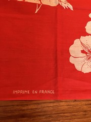 Cotton Fabric Floral Flowers 70” X 43” Red White Printed In France