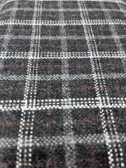 $26 for 2 Yards Real Wool Flannel Fabric -Plaids & Stitch on Black and Gray