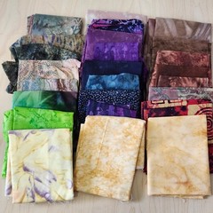 Batik Hand Dyed Cotton Fabric Remnants Lot Assorted Colors Quilting Scraps 20pc