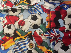 Cranston Printworks Country Flags & Soccer/Footballs Tossed 1- 1/4 Yds 45″ Wide