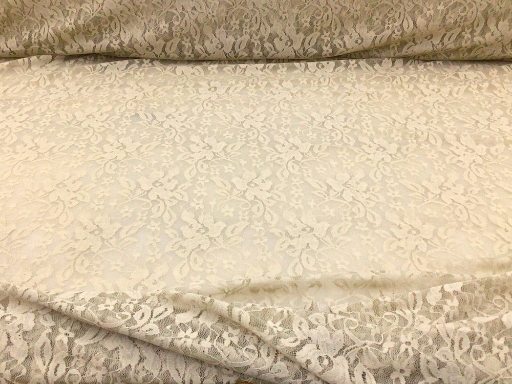 Embroidered Stretch Lace Apparel Fabric Sheer Floral Oat Tan FF314