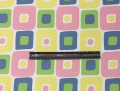 PREMIER PRINTS ILLUSIONS PINK BLUE GREEN GEOMETRIC SQUARES FABRIC 3.25 YARDS
