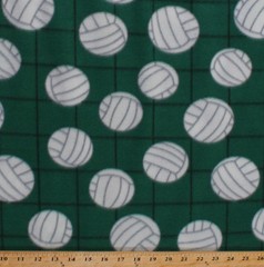 Fleece Volleyballs on Net Green Sports Fleece Fabric Print by the Yard A405.19