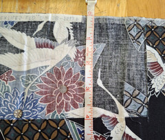 BLK FABRIC ORIENTAL ASIAN CRANES TRANS PACIFIC TEXTILES 7543 Appro 2yd x43″ READ