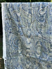 VTG P Kaufmann PAISLEY Moire Stripe Blue Green Brown Cotton Fabric 55”x6 YDS USA
