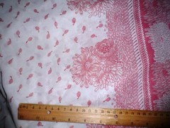 Beige Pink Border Print Silky Polyester Stretchy Apparel Fabric 3Yds x58″ Dress