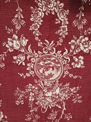 Waverly COUNTRY HOUSE TOILE French Country Fabric Red Cream Pastoral Design 2yd+