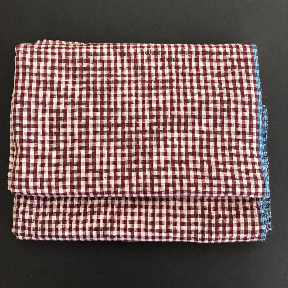 Vintage Check/Plaid Fabric Cotton Red 21”W x 110”L