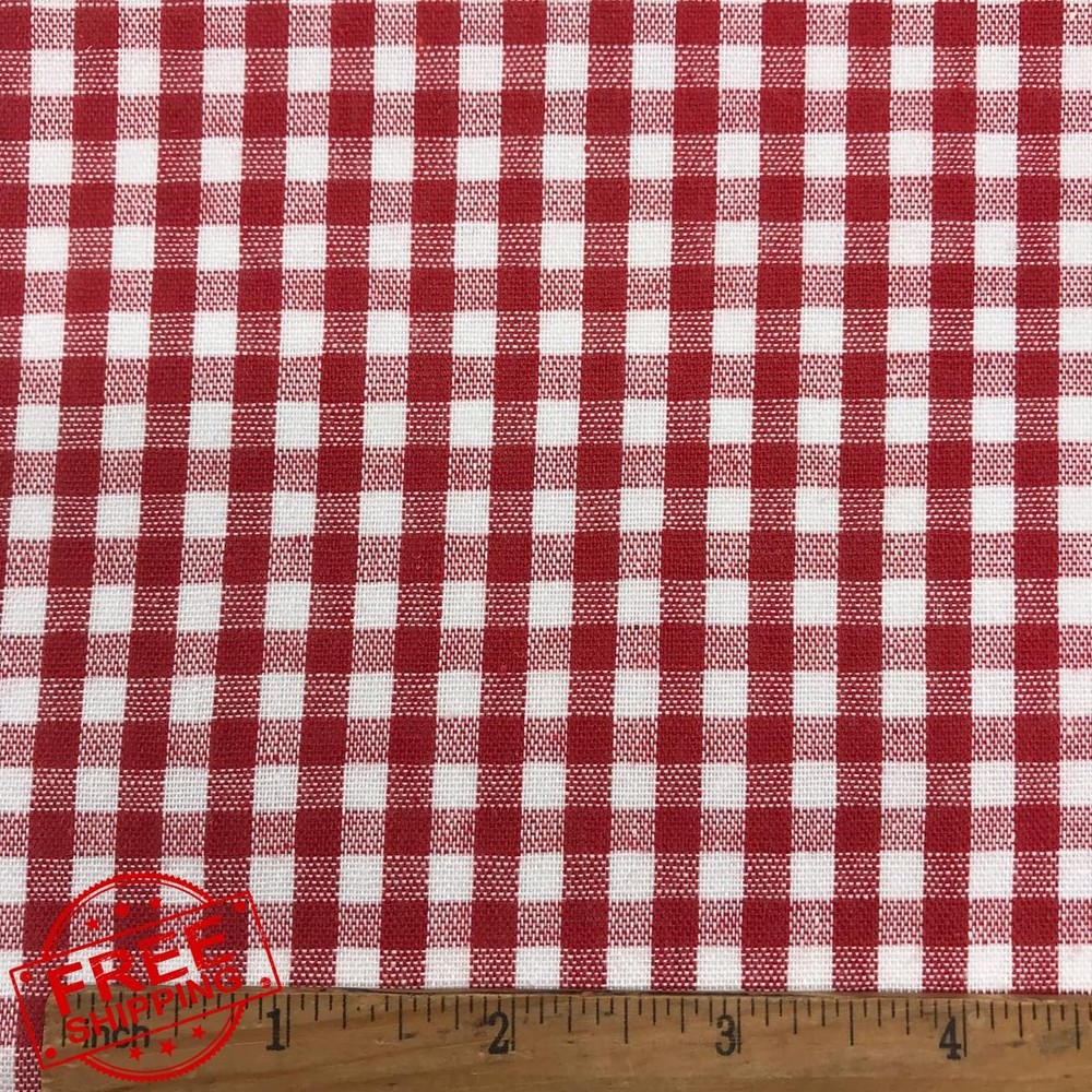 Red/White Gingham Fabric 2 Yard pre Cut 57″