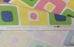 PREMIER PRINTS ILLUSIONS PINK BLUE GREEN GEOMETRIC SQUARES FABRIC 3.25 YARDS