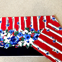 Cranston Print Works Schwartz Liebman Border Print 1yd 17 In Floral w Red Stripe