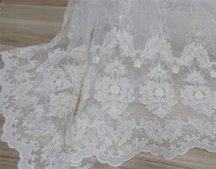 Vintage Cotton Embroidery Mesh Lace Fabric Tulle Lace Wedding Dresses Couture