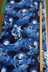 DRAGONS FANTASY NIGHT SKY MOON BLUES NAVY COTTON FABRIC FQ