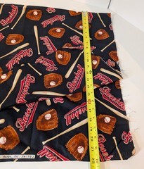 Baseball Fabric Remnant, 1.52 Yards x 44″, Colorful Sports, Black Cotton Shamash