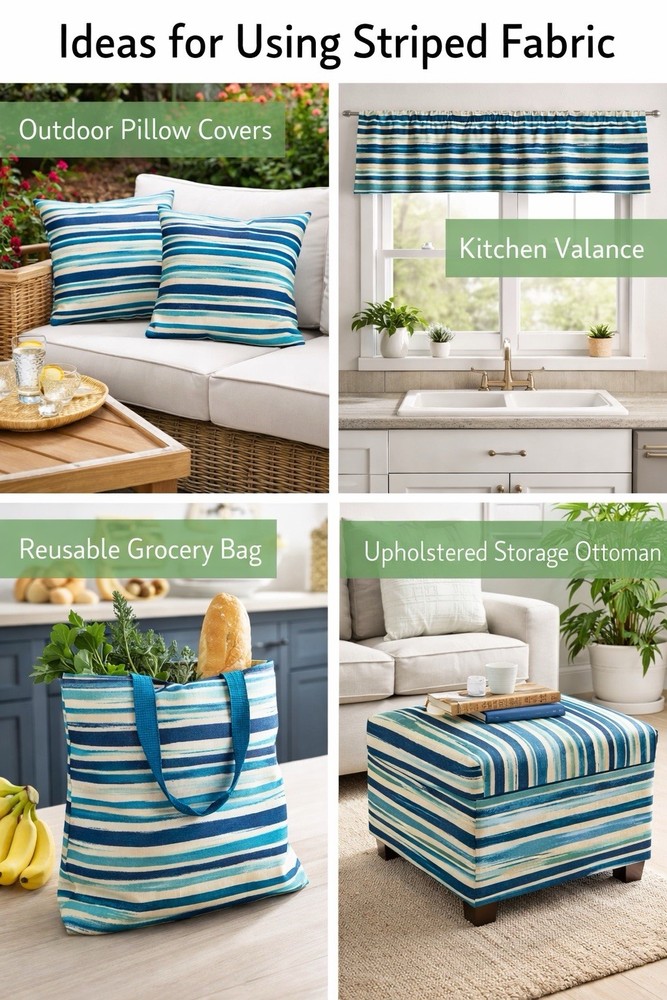 Tommy Bahama Blue Teal Fabric Coastal Stripe 2 Pieces Nautical Beach Decor READ