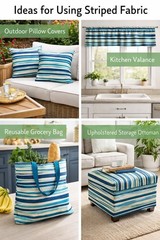 Tommy Bahama Blue Teal Fabric Coastal Stripe 2 Pieces Nautical Beach Decor READ