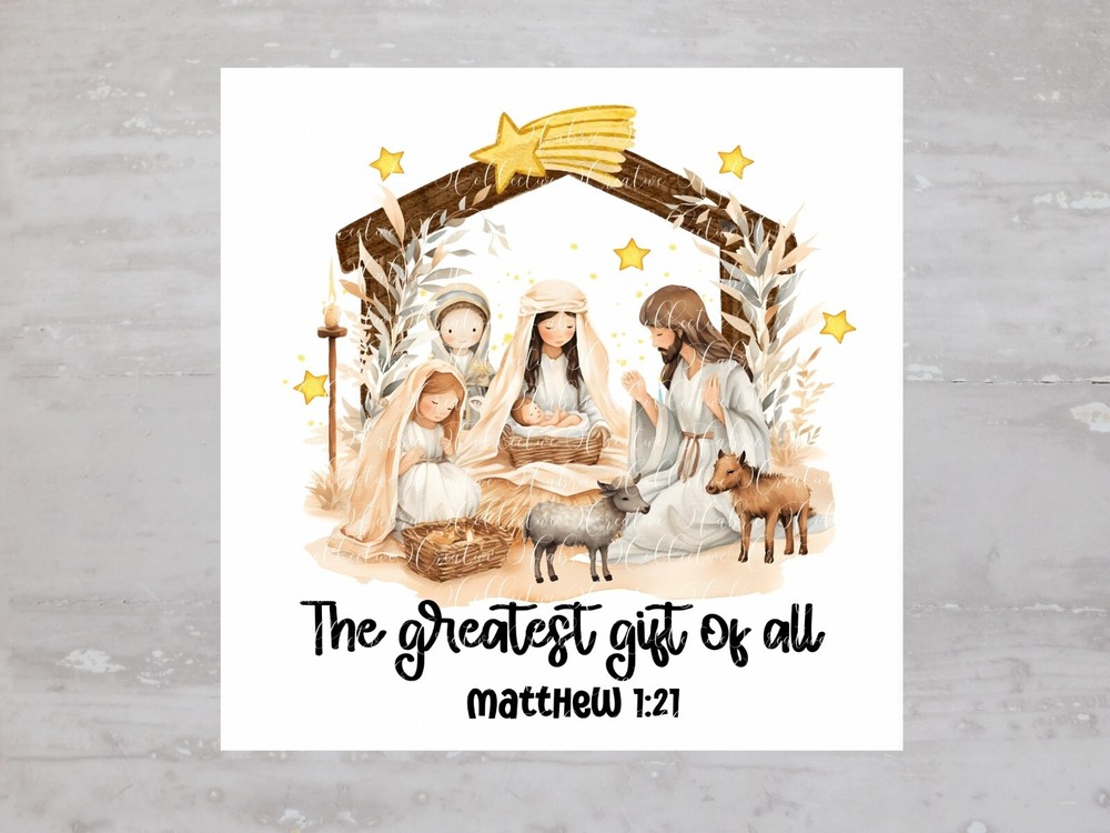 Matthew 1:21 Bible Verse Nativity Fabric Panel Craft Sewing Quilt Block A361