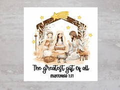 Matthew 1:21 Bible Verse Nativity Fabric Panel Craft Sewing Quilt Block A361