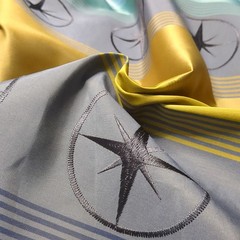Wide Cabana Stripe Polyester Fabric Nautical Navy Blue Gold Charcoal Gray BTY