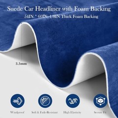 Suede Headliner Fabric, 54″ L×60″ W Car Headliner Material, Tela 54″x60″W Blue