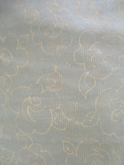 4+ YDS LT BLUE SCREEN W WHITE OUTLINED FLOWERS 100% COTTON OOP