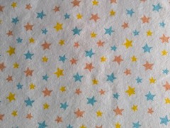Aqua Coral Yellow Stars on White Cotton Flannel 1 ½ yd Pop! by JoAnn Fabrics