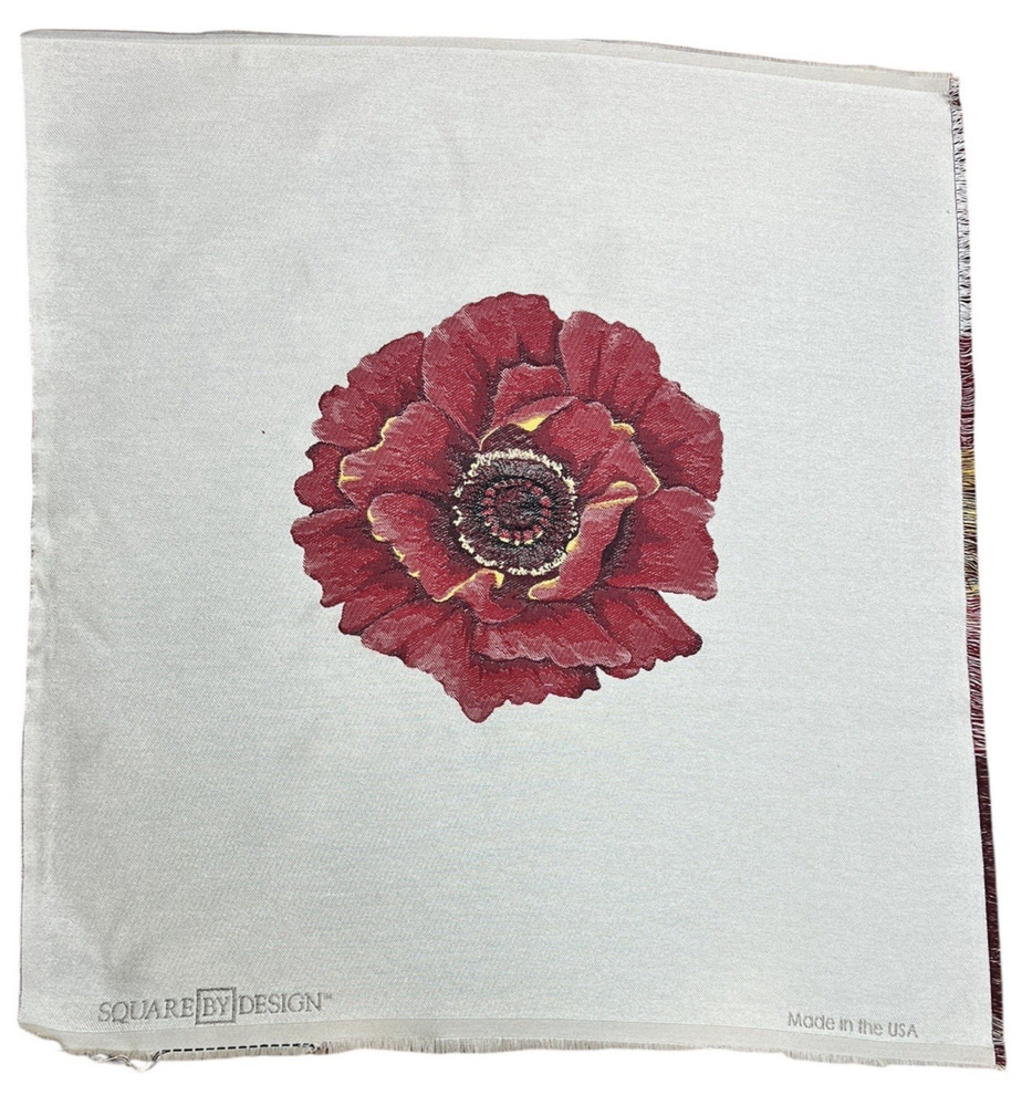 Square by Design 25″ x 25″ Flower Embroidered Woven Fabric Panel Craft New USA