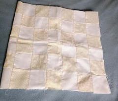 Quilted Cotton Fabric For Sewing: 13″ x 27″, White Mixed with Beige 2″ Squares