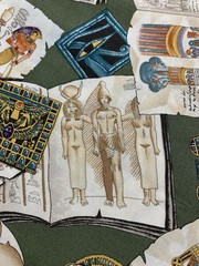 Vtg 1999 Alexander Henry Egyptian Fabric Documents History Scroll Pyramid 1 Yard
