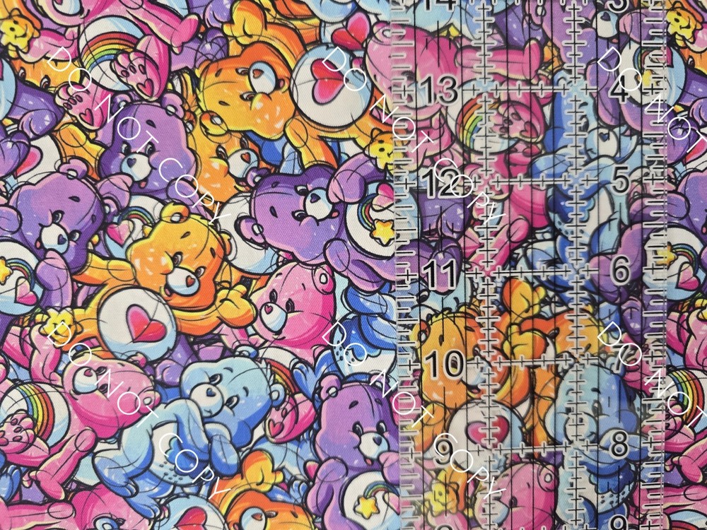 Custom Cotton Woven Fabric Bears 80s Cartoon Collage By The 1/4 Yard 9×56