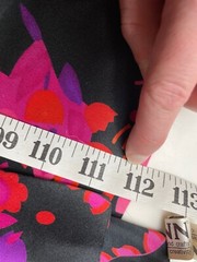 3+ Yards Silky Fabric Bright Pink Orange Purple Floral Print On Black