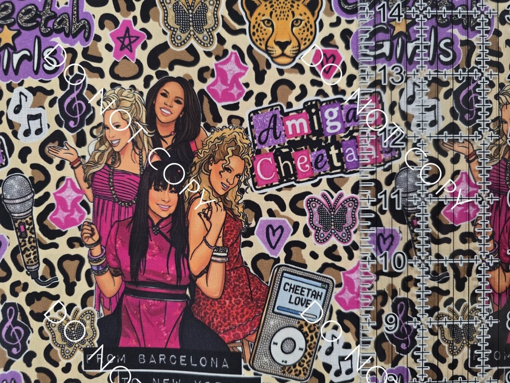 Custom 100% Cotton Woven Fabric Cheetah Girls Tv Show By The 1/2 Yard 18×56
