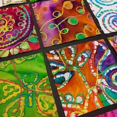 EMBROIDERED BATIK (16) 4″ Fabric Charm Squares, For Crafts-Quilts-Tote Bags, etc