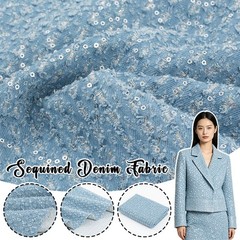 Sequined Washable Denim Fabric Coat Vest Pants Casual Handmade DIY Sewing NEW