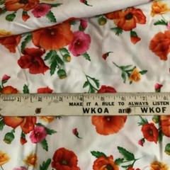 Colorful Scattered Poppies Hi-Fashion Fabrics 28” X 44” Bold Colors On White