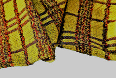 WOOL BLEND SAFRON YELLOW LUXURY CHUNKY BOUCLE BOLD CHECK MADE IN ITALY B149