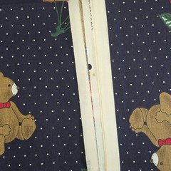 Vtg Cranston Print Works Teddy Bears Cherries Navy Polka Dot Fabric 58×73 2 Yds