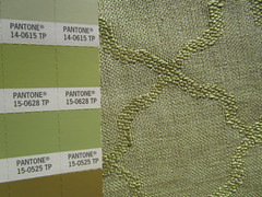 Light Lime Green Arabesque Decorators Fabric by the yard