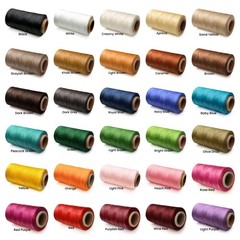 Flat Waxed Thread for Leather Sewing, String Polyester 150D-0.8mm, Dark Brown