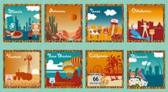 Route 66 Landmarks Fabric 24″ X44″ Panel Cruisin Open Road Cotton Blank Quilting