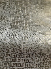 SHIPS FOLDED Vinyl faux Leather Upholstery Alligator WHITE GOLD Metallic 57×52″