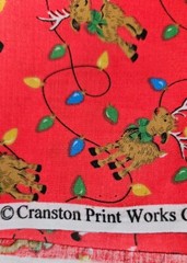 Cranston VIP Scattered Reindeer Christmas Print Cotton Fabric Red 2YDS X 45″
