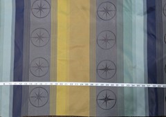Wide Cabana Stripe Polyester Fabric Nautical Navy Blue Gold Charcoal Gray BTY