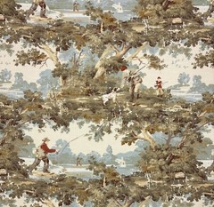 COVINGTON AVONDALE 107 VINTAGE HUNTING FISHING TOILE LINEN FABRIC BY YARD 54″W
