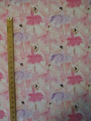 BALLERINA BALLET DANCERS PACKED PINK PURPLE GLITTER COTTON FABRIC BTHY