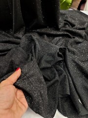 Fabric Sold By The Yard Black Shine Glitter Stretch Spandex Fashion Dress Prom