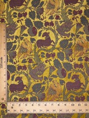 Vtg Chenille Upholstery Fabric Renaissance Medieval Style Animals/Bird-2 3/8×48”