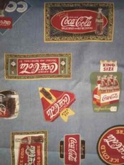 rare coca-cola coke fun fabric length 14 x 15 1/2 inch