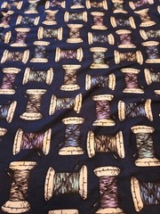 Knit Fabric Thread/Spool Print Navy Background Two Yards