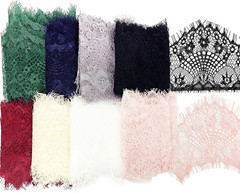 24 Yards Eyelash Lace Trim 3.7″ Wide Vintage Floral Lace Fabric 8 Colors for Sew